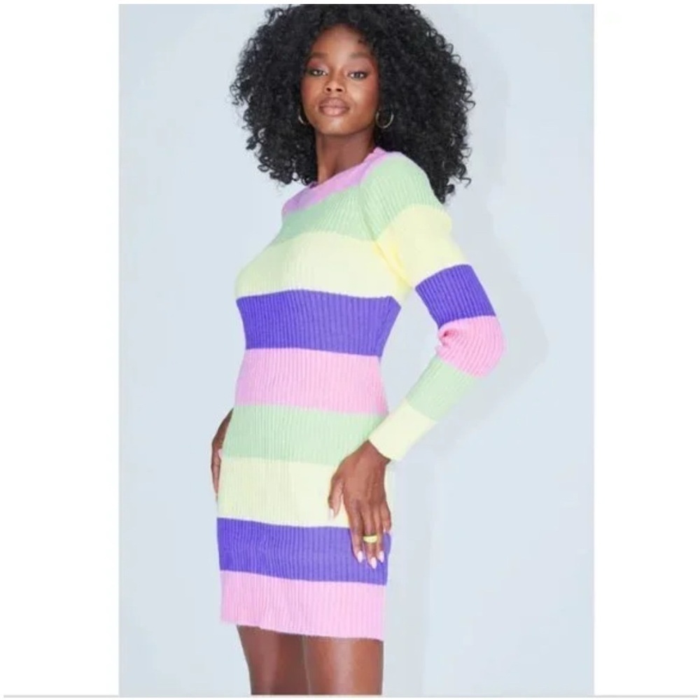 Princess Polly Cara Striped Sweater Mini Dress M/L - Picture 2 of 11